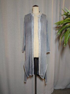 Alquema Pleat Accordion Cardigan Shawl Open Front Drape Jacket Medium